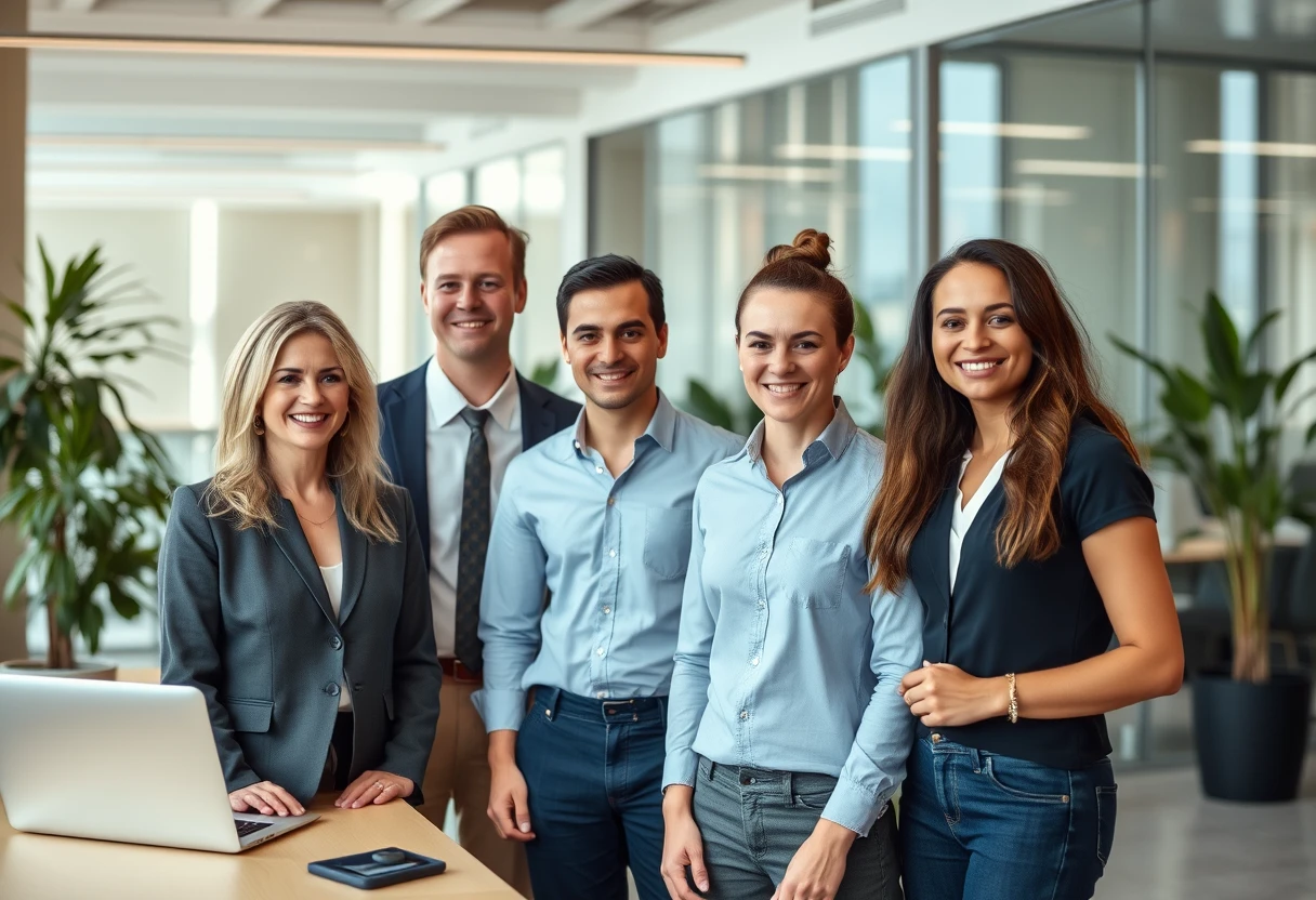 Corporate team in modern office setting