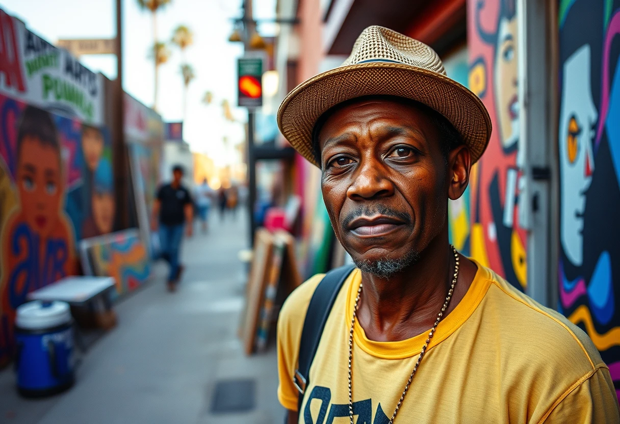 Artist portrait in downtown LA arts district