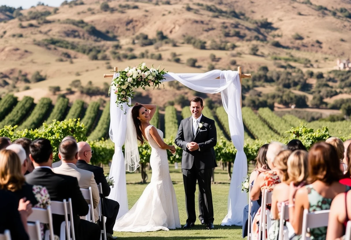 Wedding ceremony at Malibu vineyard